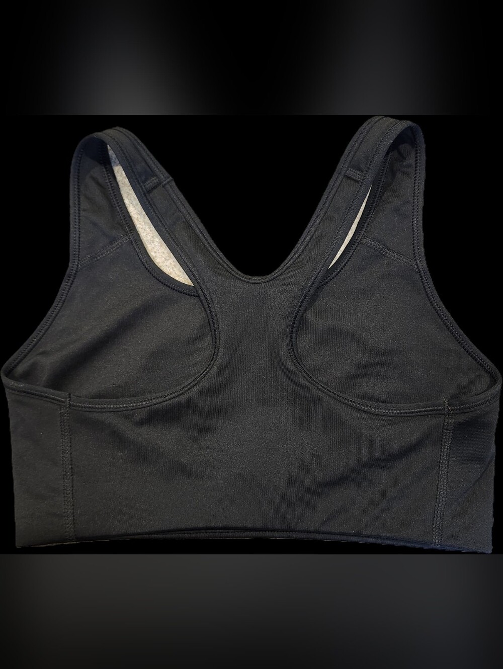 Nike Black Racerback Sports Bra with White Swoosh Size Medium - Picture 2 of 7